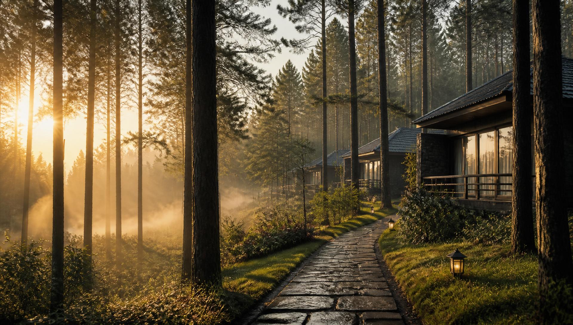 Misty pine forest at VOYLER